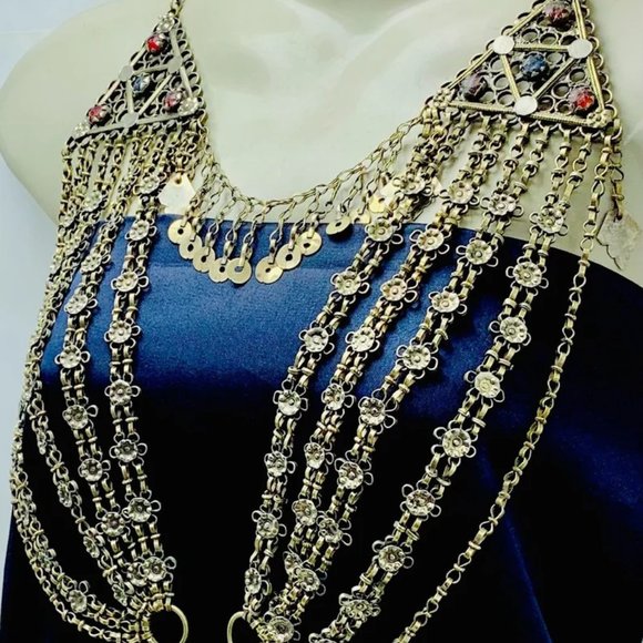 Tribal Ethnic Silver Kuchi Multilayer Necklace With Big Pendant, Handmade Pure - Picture 3 of 13